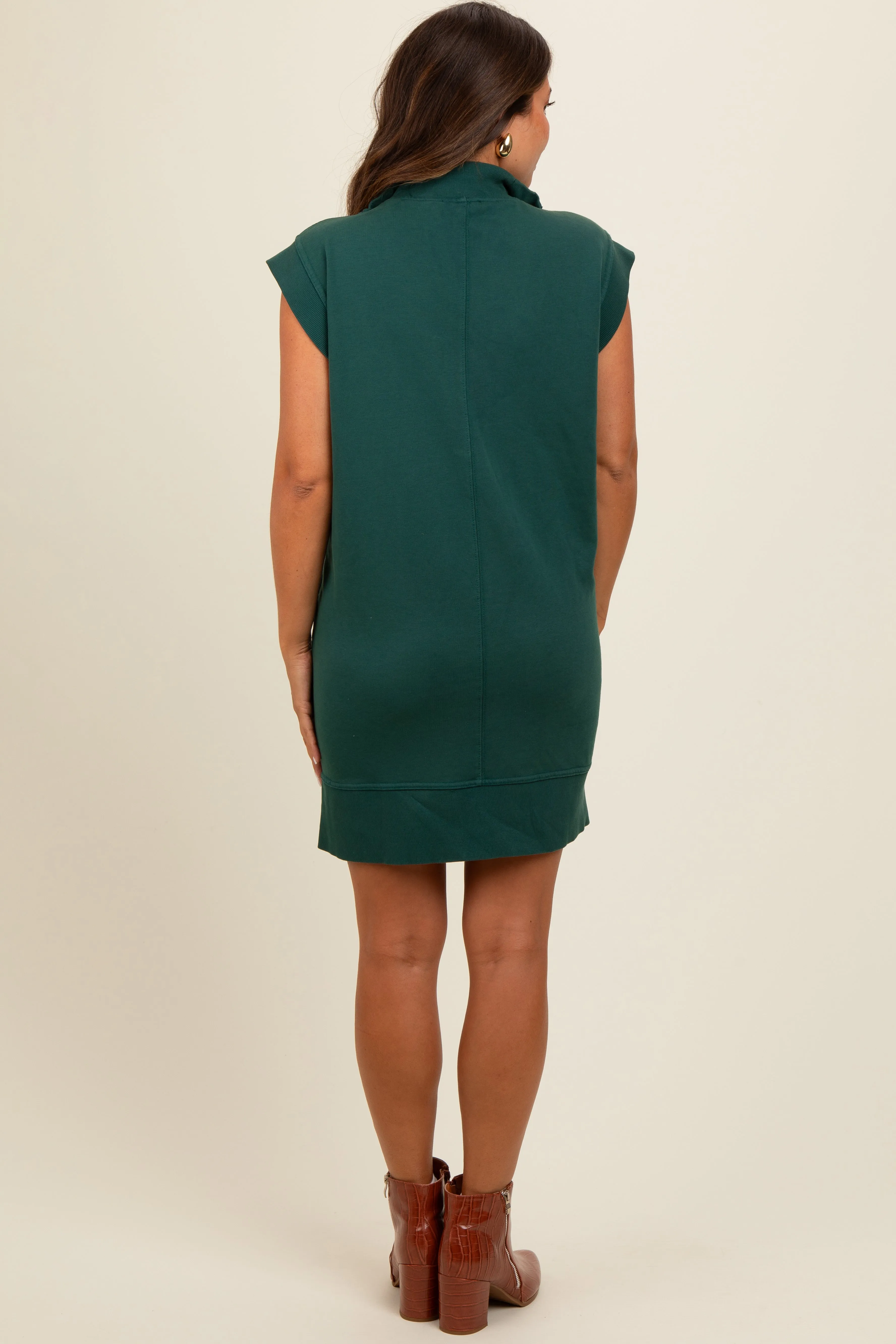 Forest Green Zip Up Hooded Maternity Sweatshirt Mini Dress sold by Pinkblush product image thumbnail 4