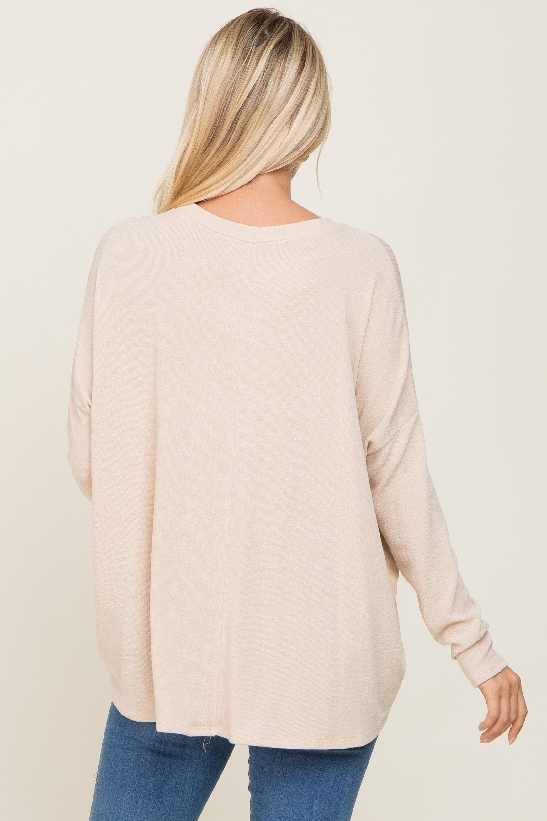 Cream Knit Long Dolman Sleeve Top sold by Pinkblush product image thumbnail 3