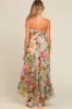 Pink Floral Tiered Ruffle Hem Maternity Maxi Dress sold by Pinkblush