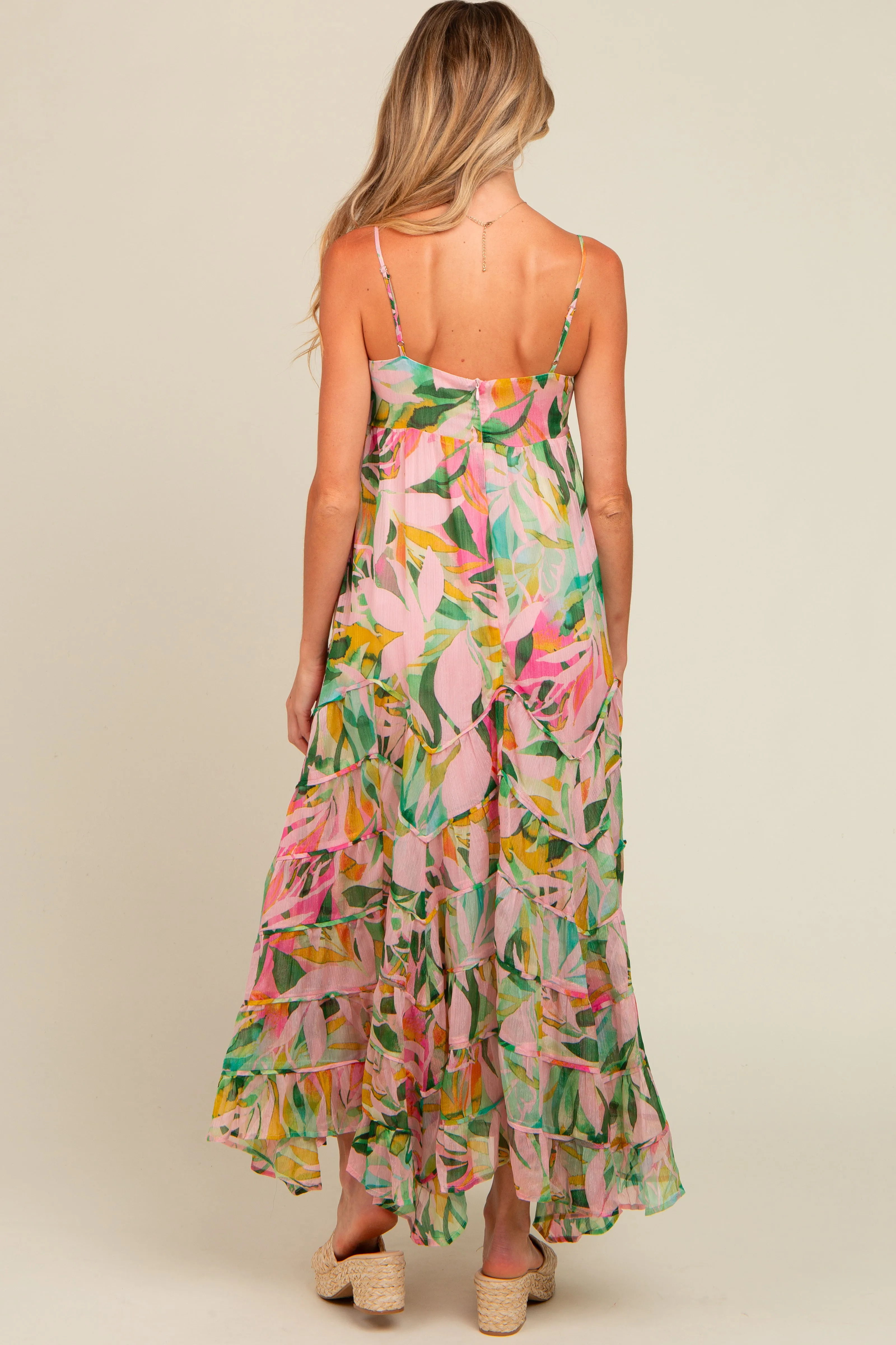 Pink Floral Tiered Ruffle Hem Maternity Maxi Dress sold by Pinkblush product image thumbnail 4