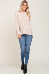 Cream Knit Long Dolman Sleeve Top sold by Pinkblush