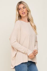 Cream Knit Long Dolman Sleeve Top sold by Pinkblush