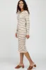 Cream Ribbed Striped Midi Dress sold by Pinkblush