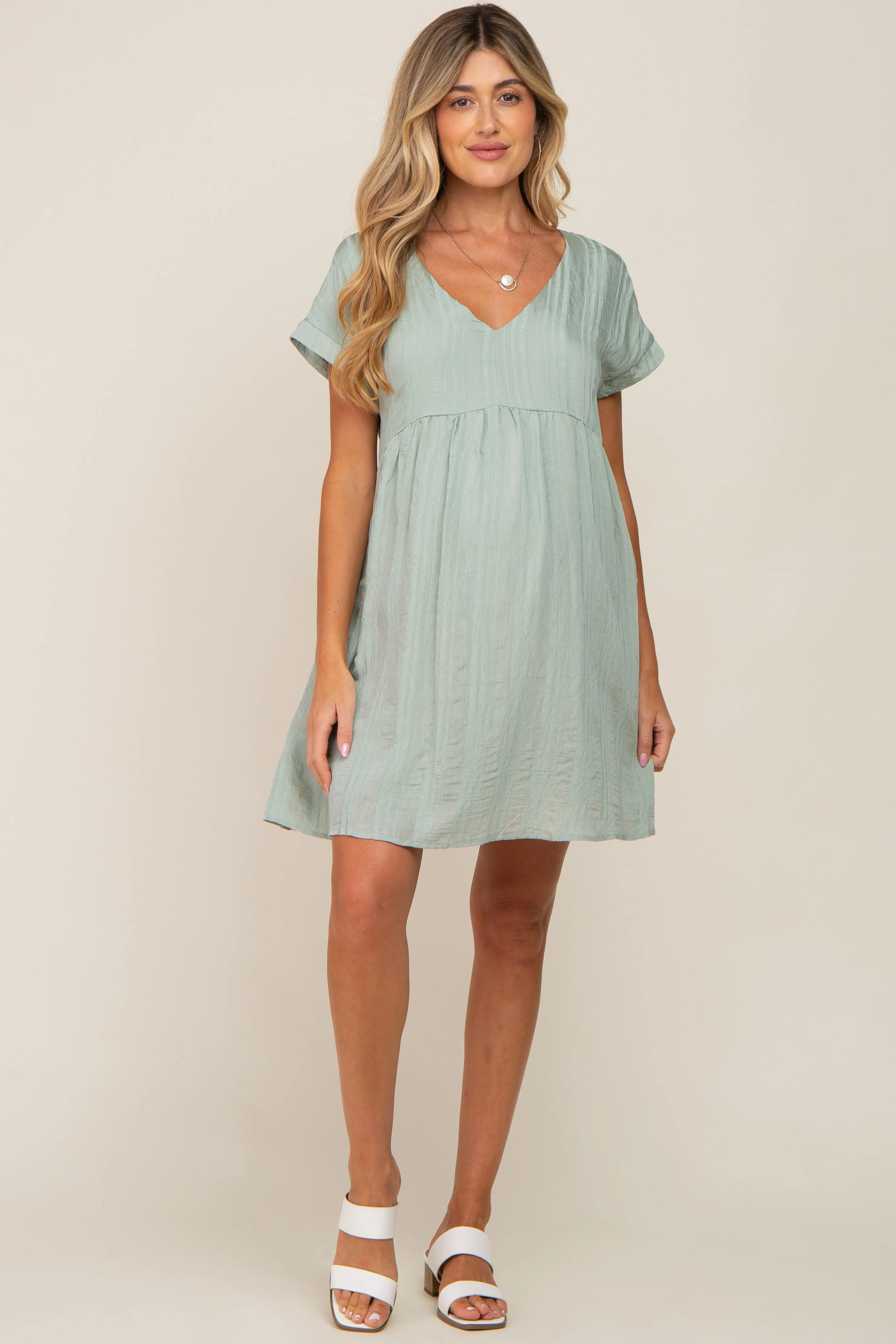 Mint Striped Pocketed Maternity Dress sold by Pinkblush product image thumbnail 4