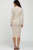 Cream Ribbed Striped Midi Dress sold by Pinkblush