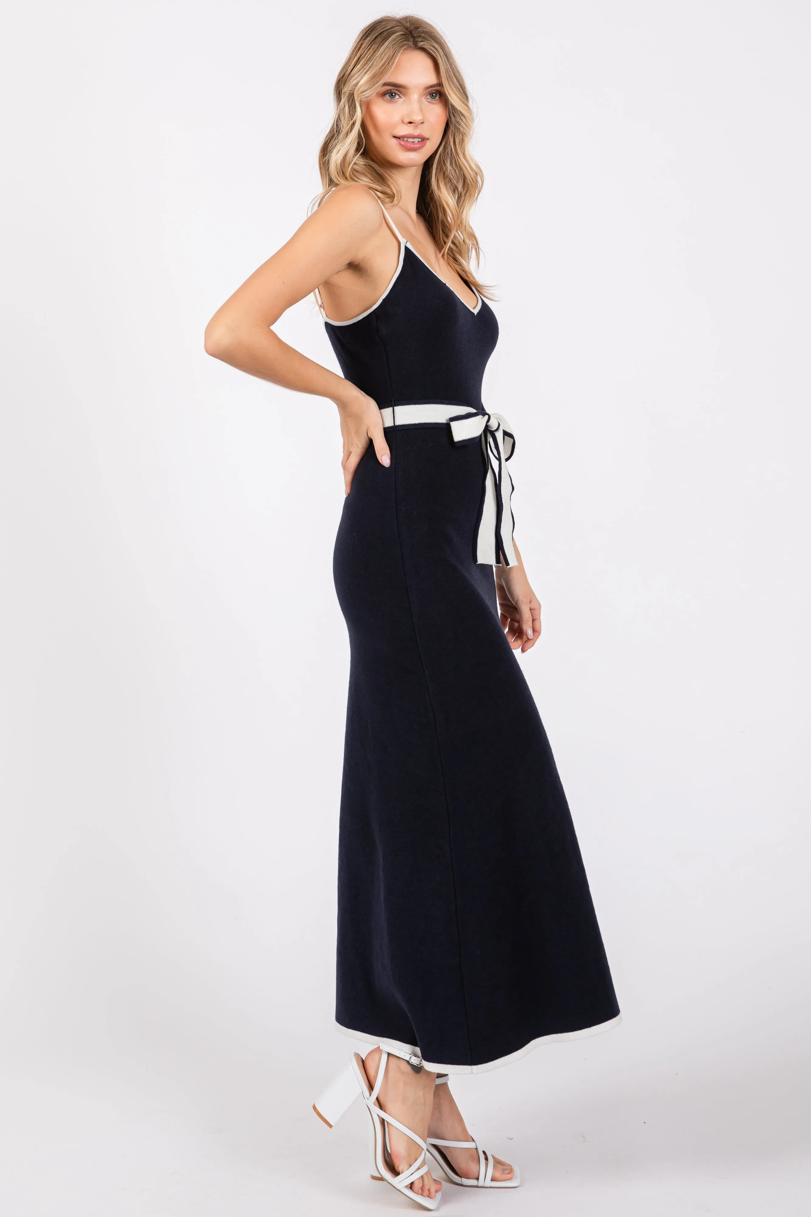 Navy Contrast Piping Midi Dress sold by Pinkblush product image thumbnail 2