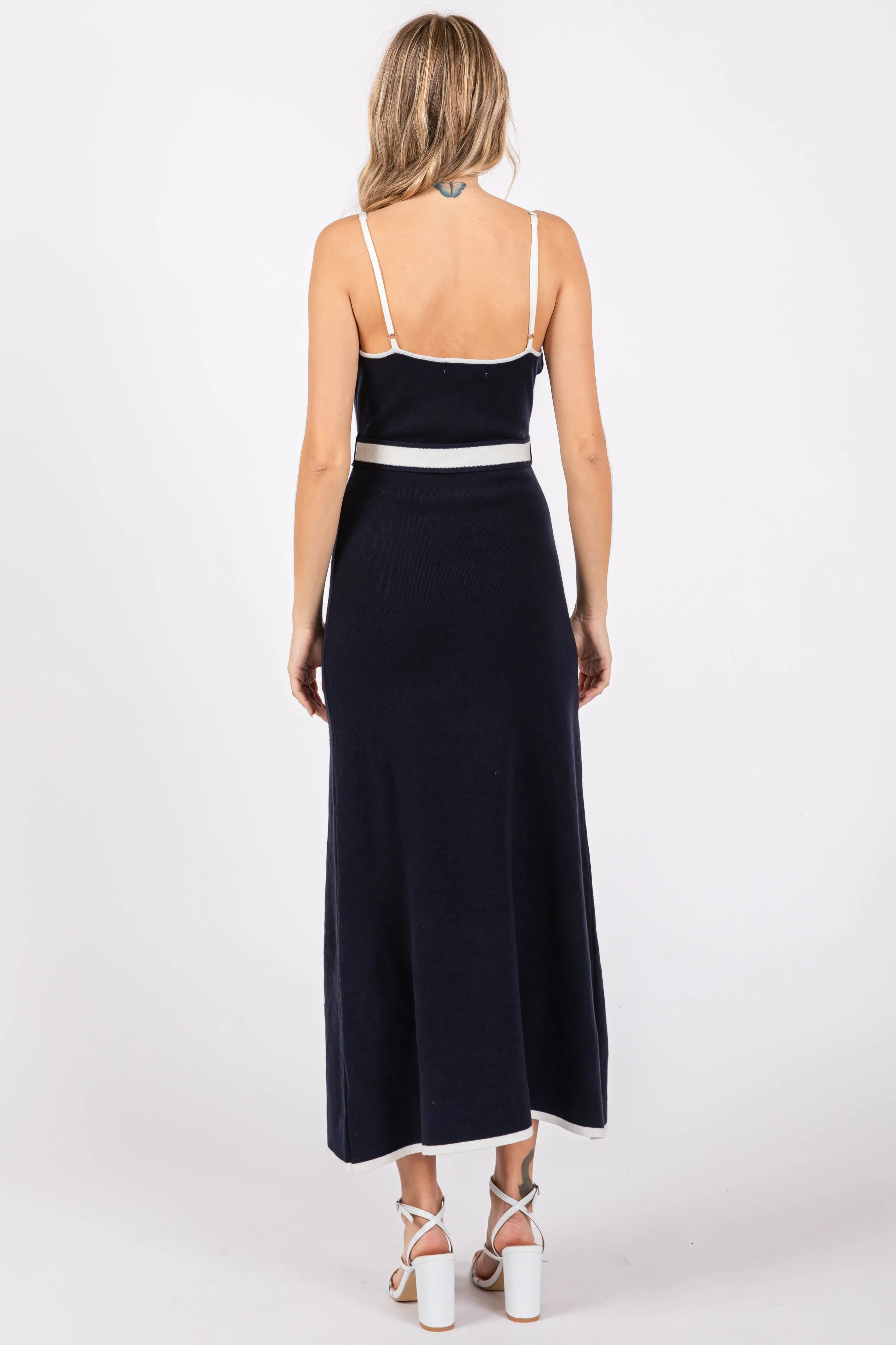 Navy Contrast Piping Midi Dress sold by Pinkblush product image thumbnail 3