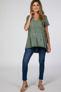 Olive V Neck Maternity Top sold by Pinkblush