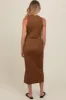 Mocha Ribbed Knit Sleeveless Maternity Dress sold by Pinkblush