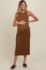 Mocha Ribbed Knit Sleeveless Maternity Dress sold by Pinkblush