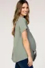 Green Button Tie Front Maternity Top sold by Pinkblush