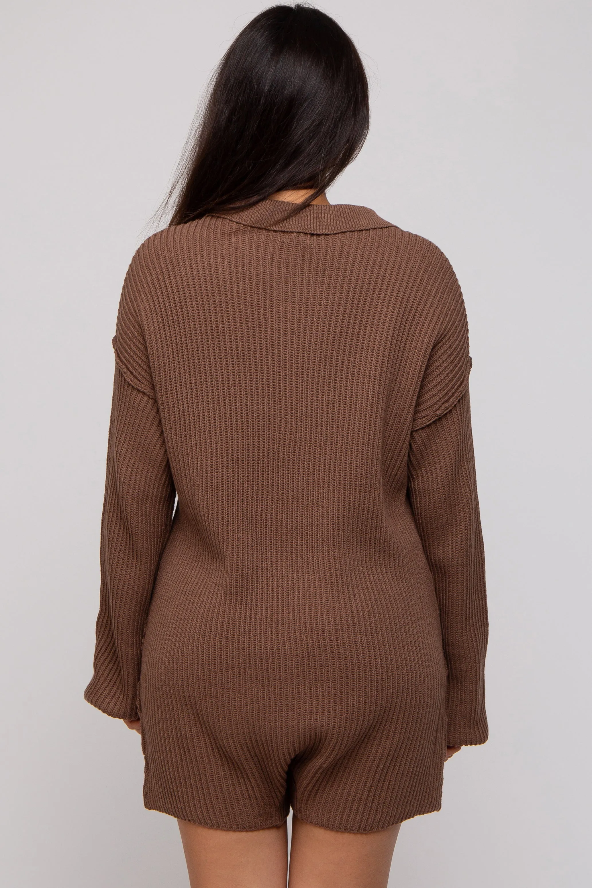 Mocha Button Up Sweater Romper sold by Pinkblush product image thumbnail 4