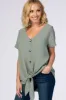 Green Button Tie Front Maternity Top sold by Pinkblush