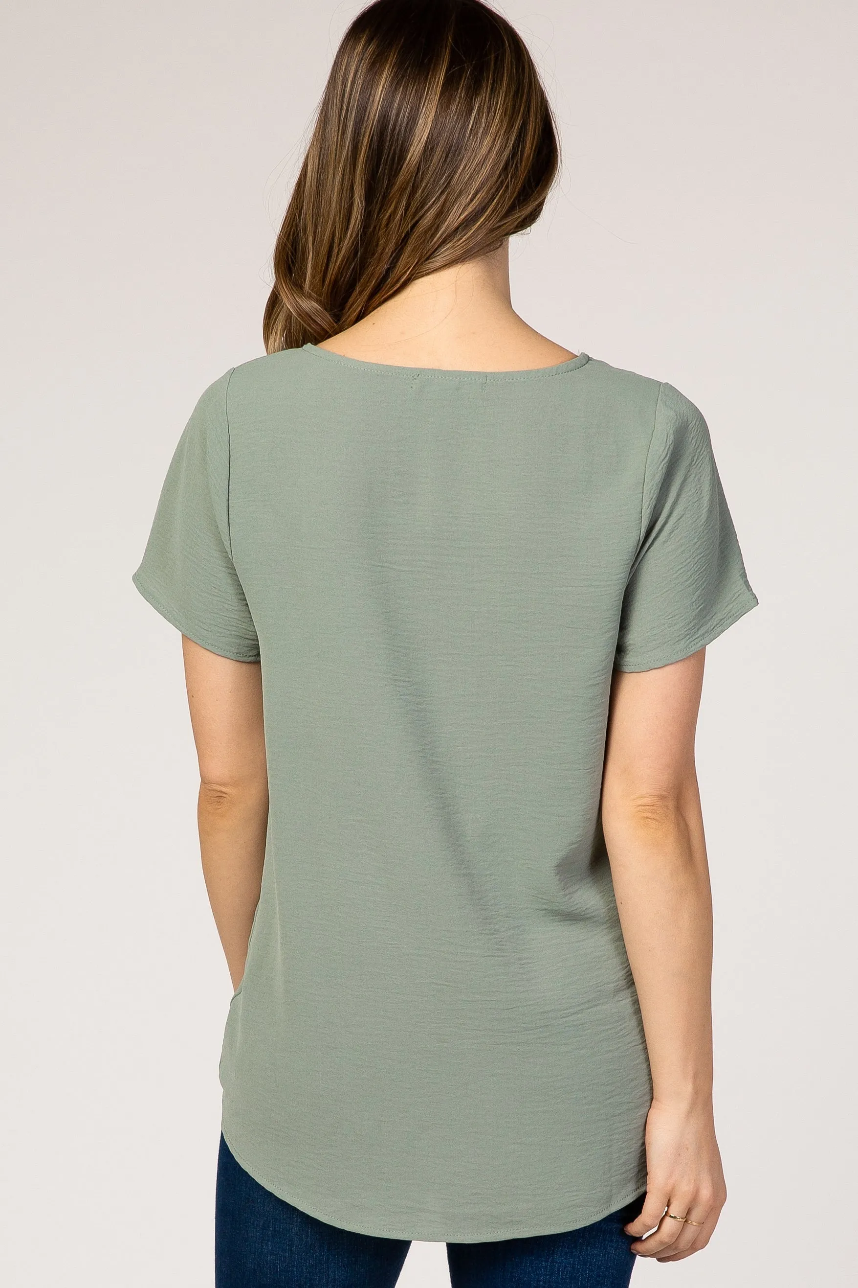Green Button Tie Front Maternity Top sold by Pinkblush product image thumbnail 2