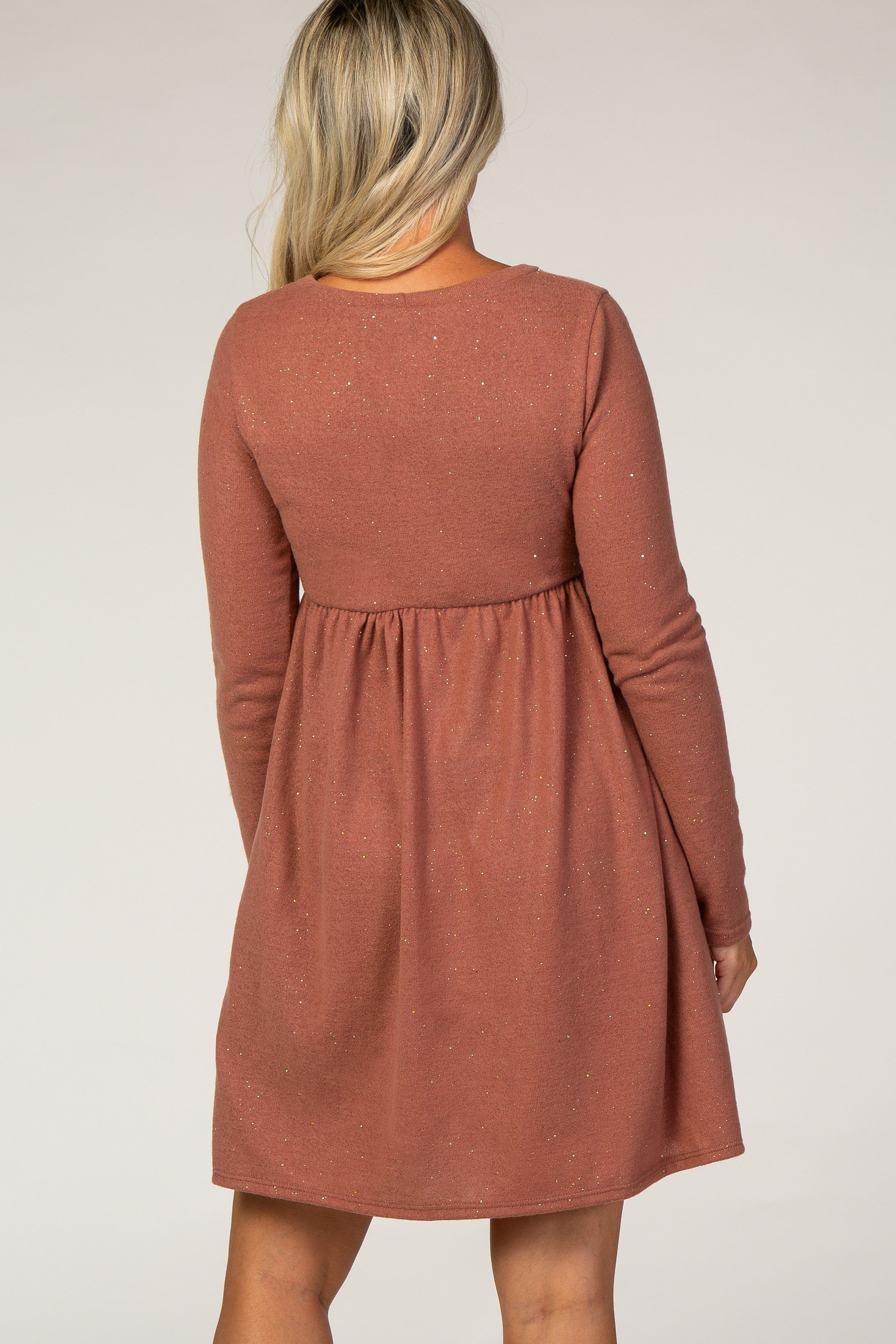 Rust Glitter Maternity Dress sold by Pinkblush product image thumbnail 4