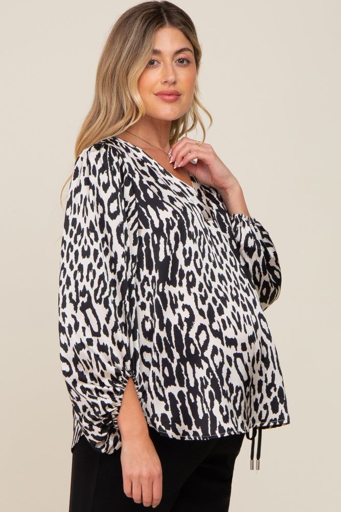 Black Animal Print Balloon Sleeve Maternity Top sold by Pinkblush product image thumbnail 2