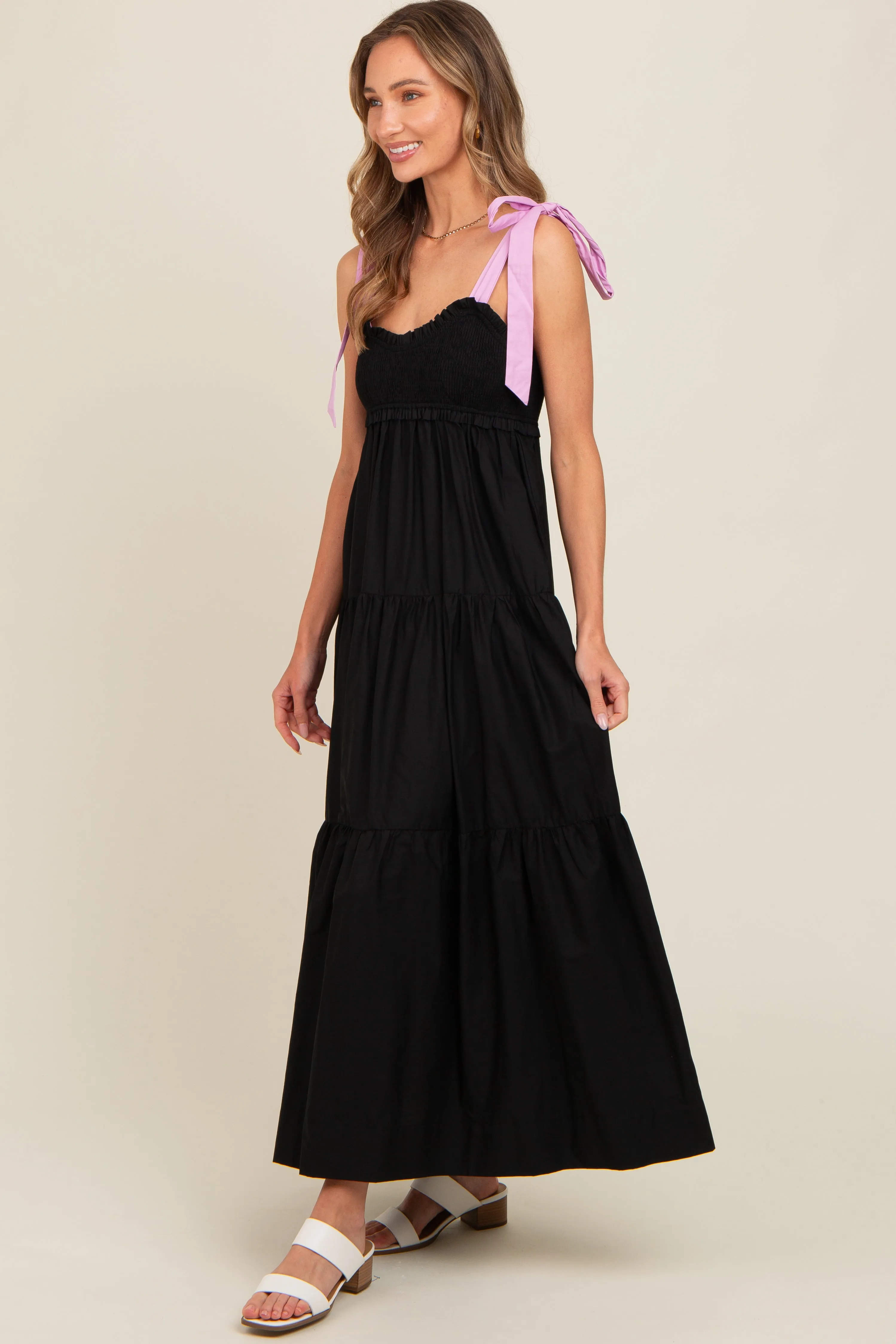 Black Contrast Shoulder Straps Maxi Dress sold by Pinkblush product image thumbnail 2