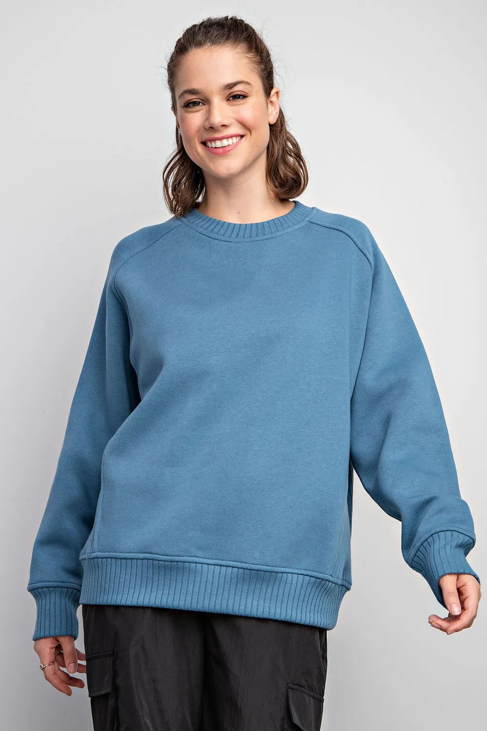 Blue Pullover Terry Crewneck sold by Pinkblush