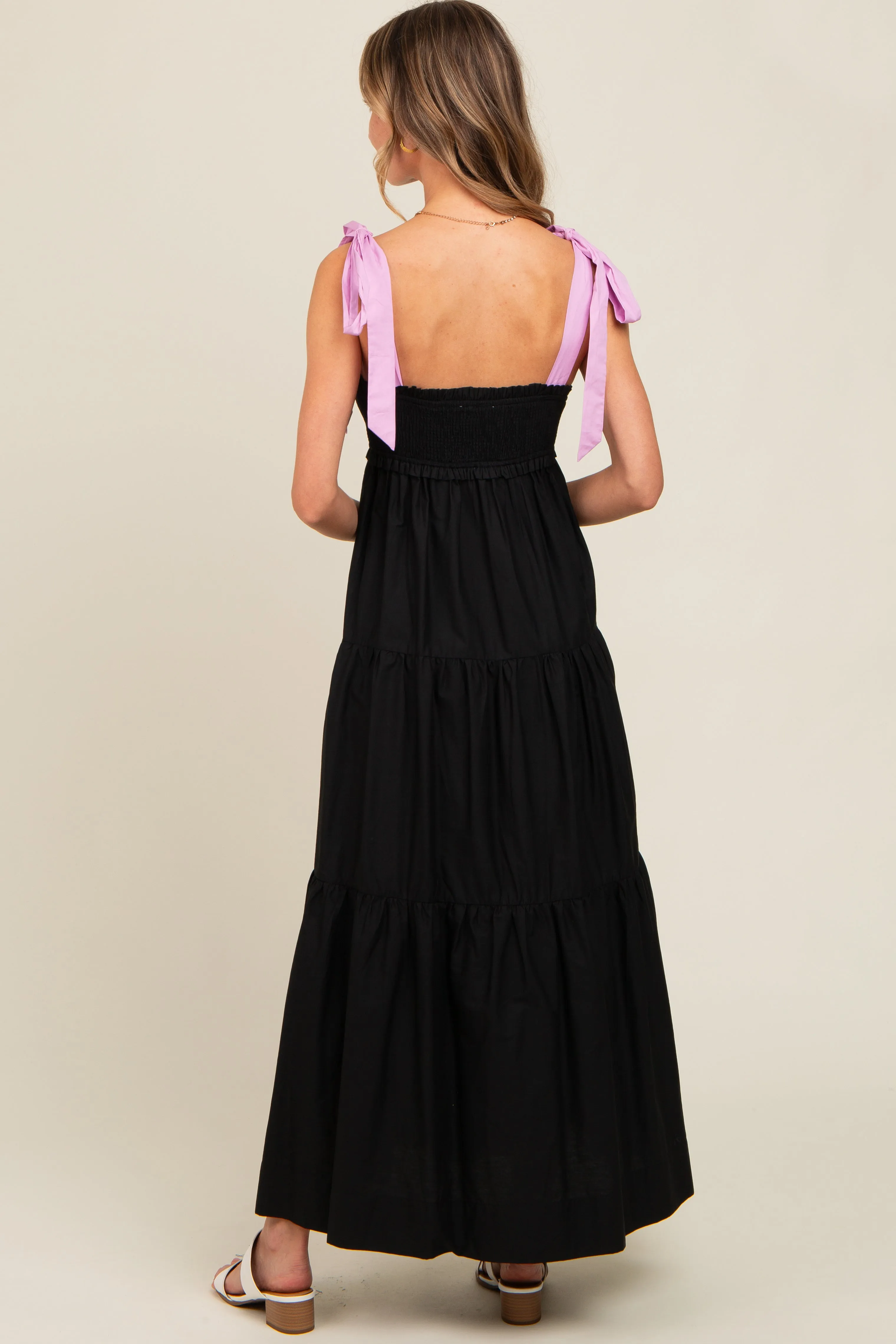 Black Contrast Shoulder Straps Maxi Dress sold by Pinkblush product image thumbnail 3