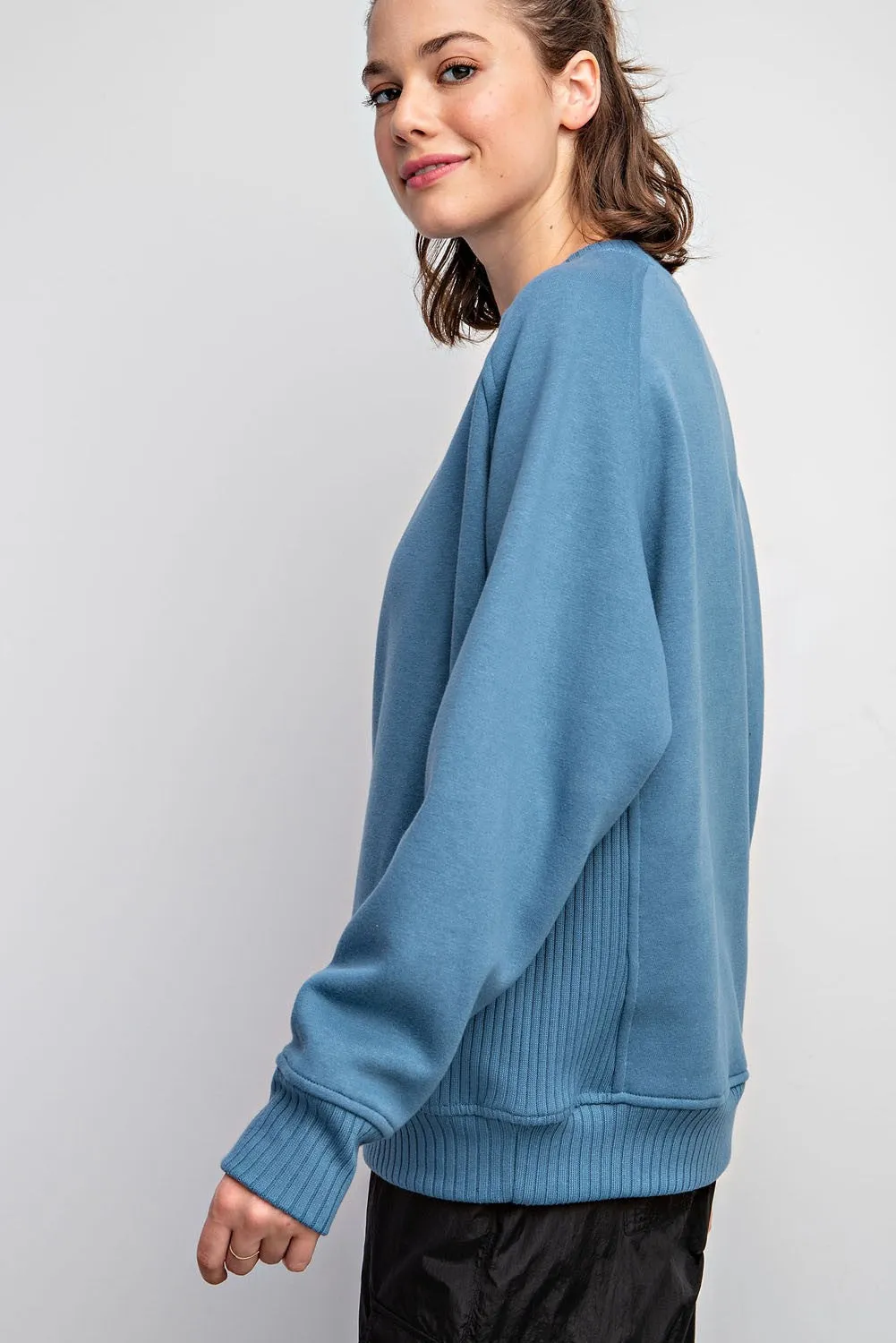Blue Pullover Terry Crewneck sold by Pinkblush product image thumbnail 2