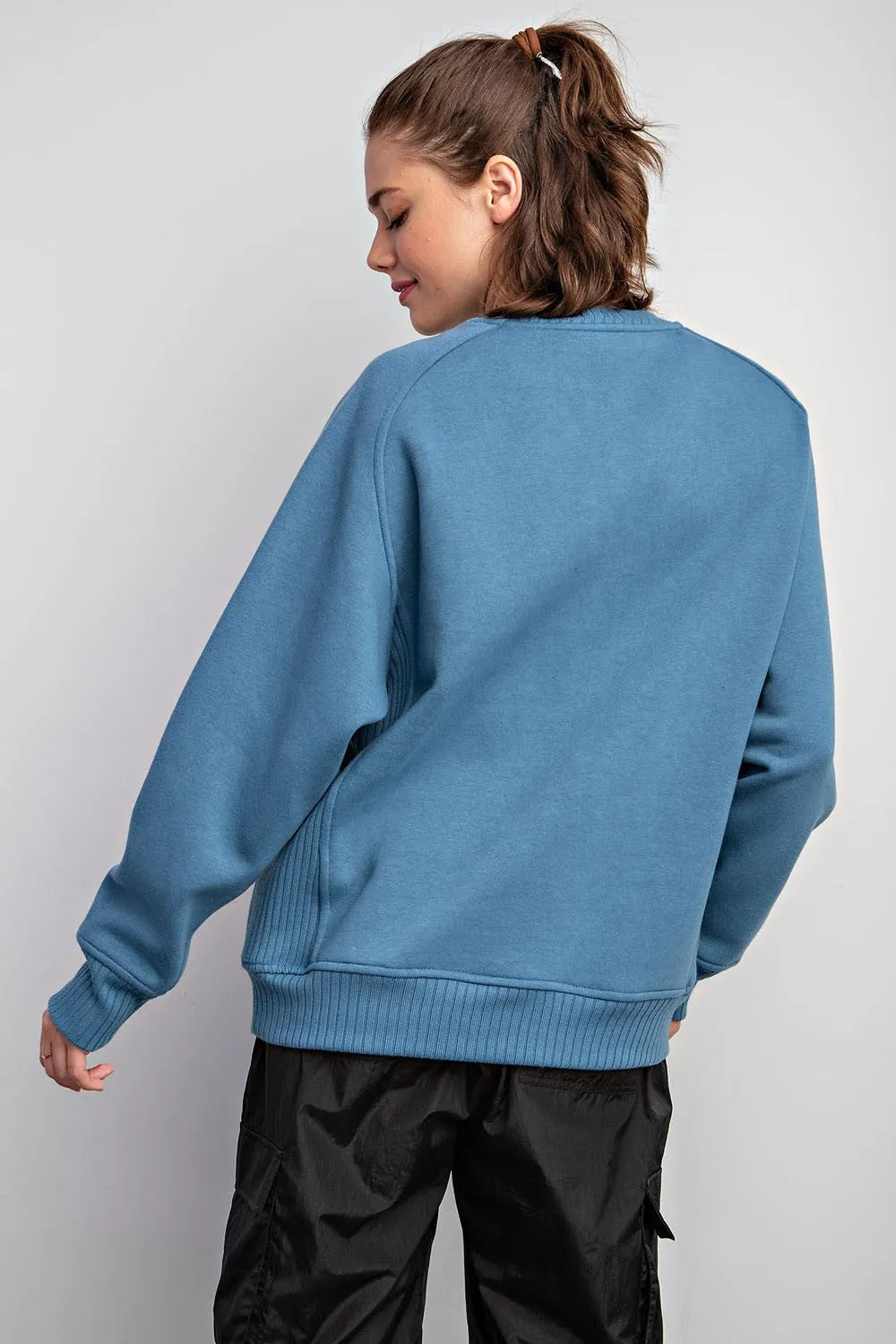 Blue Pullover Terry Crewneck sold by Pinkblush product image thumbnail 3