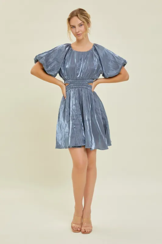 Navy Mini Dress W/ Double Elastic Waist Band sold by Pinkblush