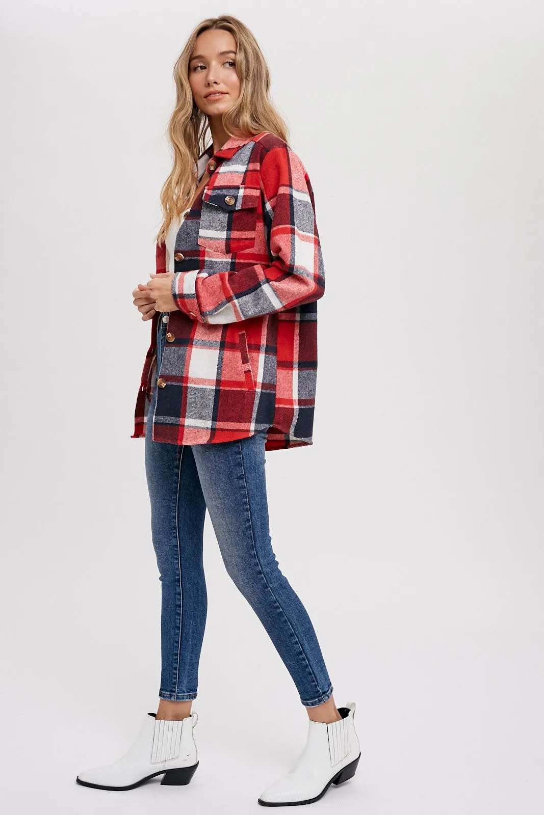 Red Plaid Shirt Jacket sold by Pinkblush product image thumbnail 4