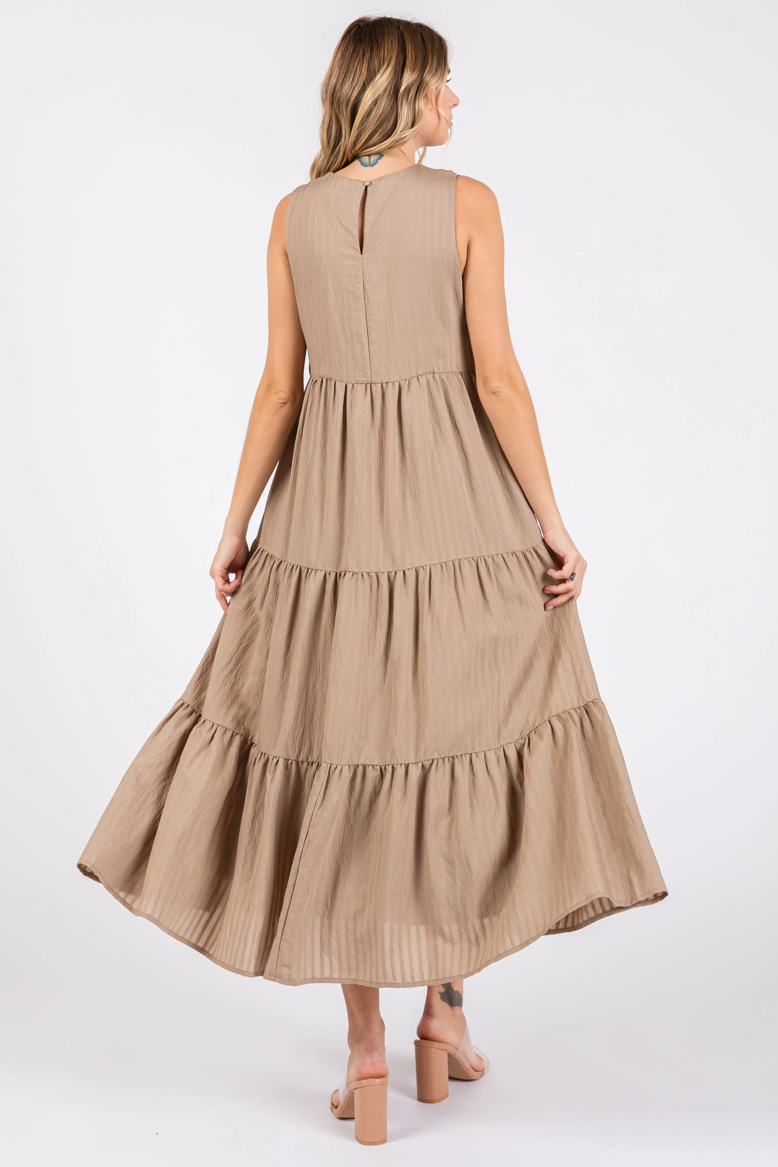Mocha Sleeveless Tiered Maxi Dress sold by Pinkblush product image thumbnail 4