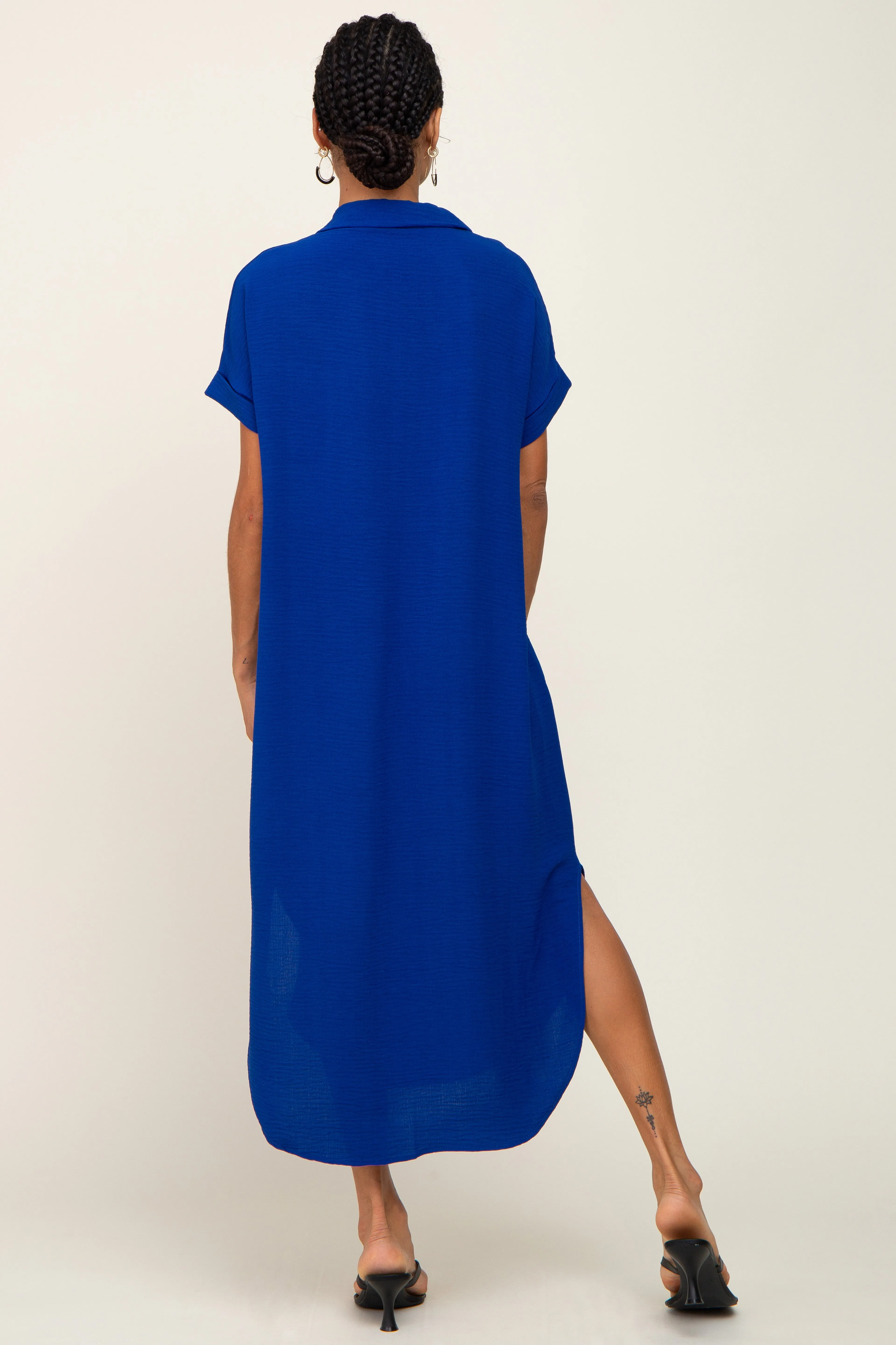 Royal Blue Button Down Hi Low Maxi Dress sold by Pinkblush product image thumbnail 3