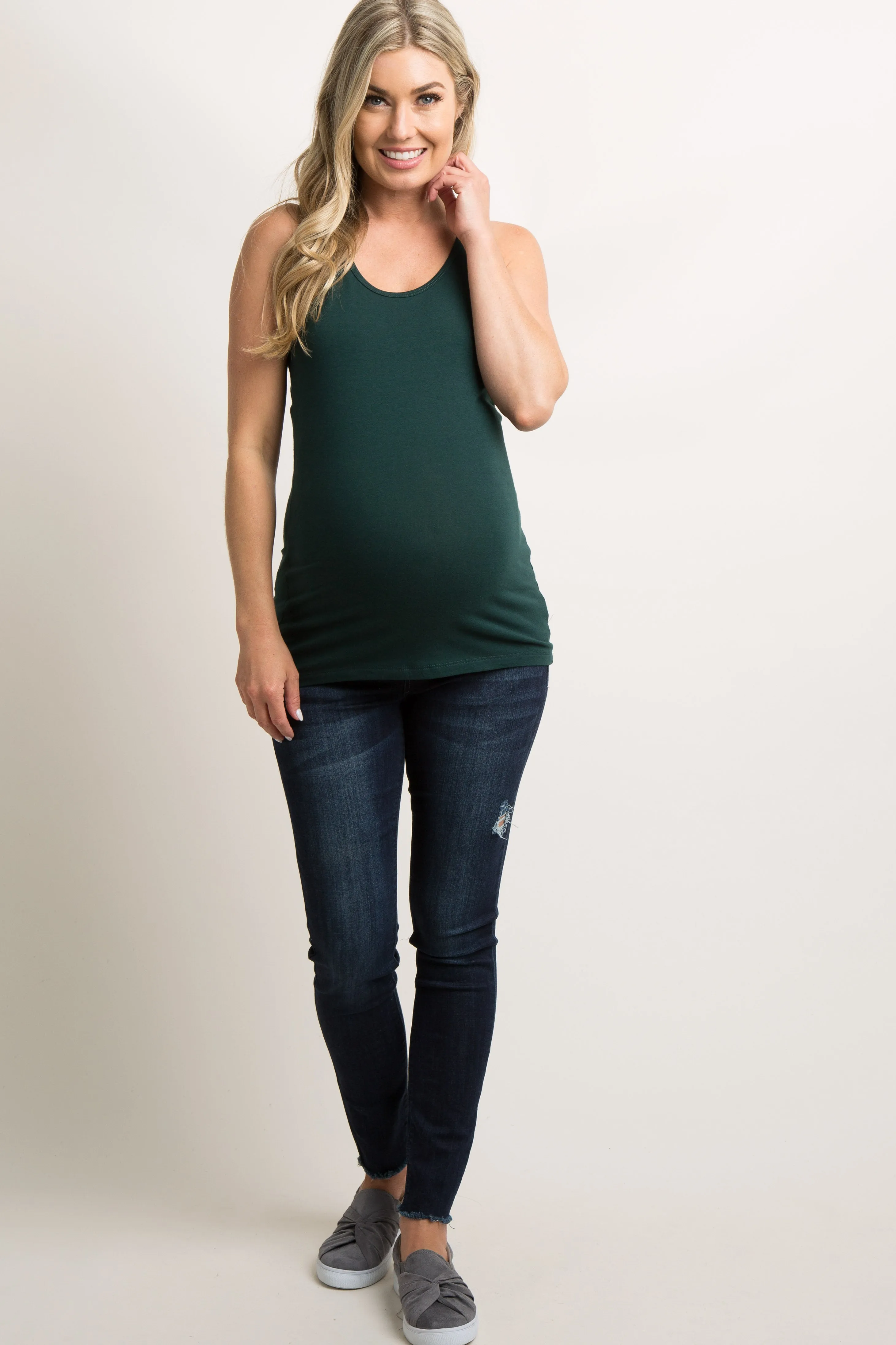 Green Fitted Maternity Tank Top sold by Pinkblush product image thumbnail 4