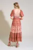 Taupe Brown Floral Colorblock Midi Dress sold by Pinkblush