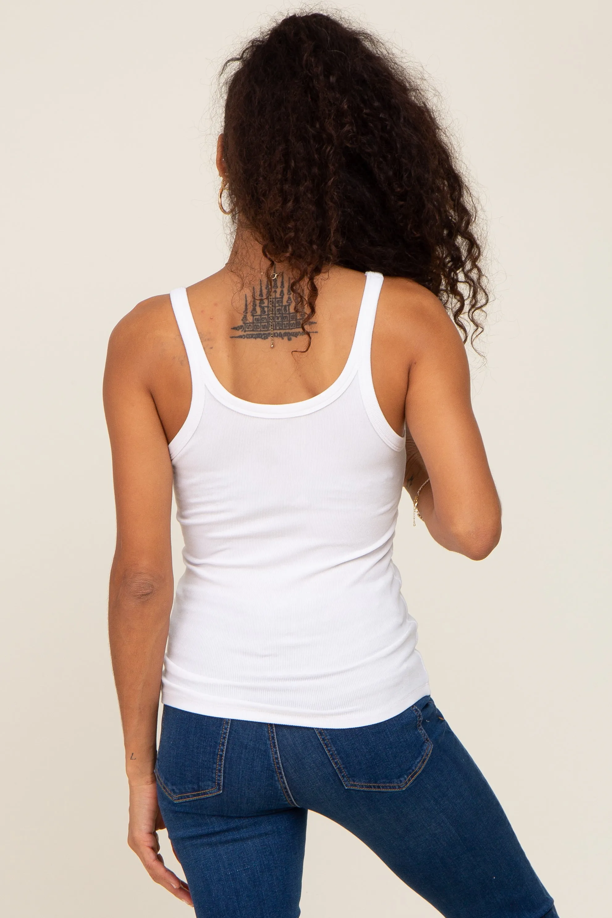 White Ribbed Tank Top sold by Pinkblush product image thumbnail 3