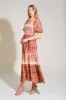 Taupe Brown Floral Colorblock Midi Dress sold by Pinkblush
