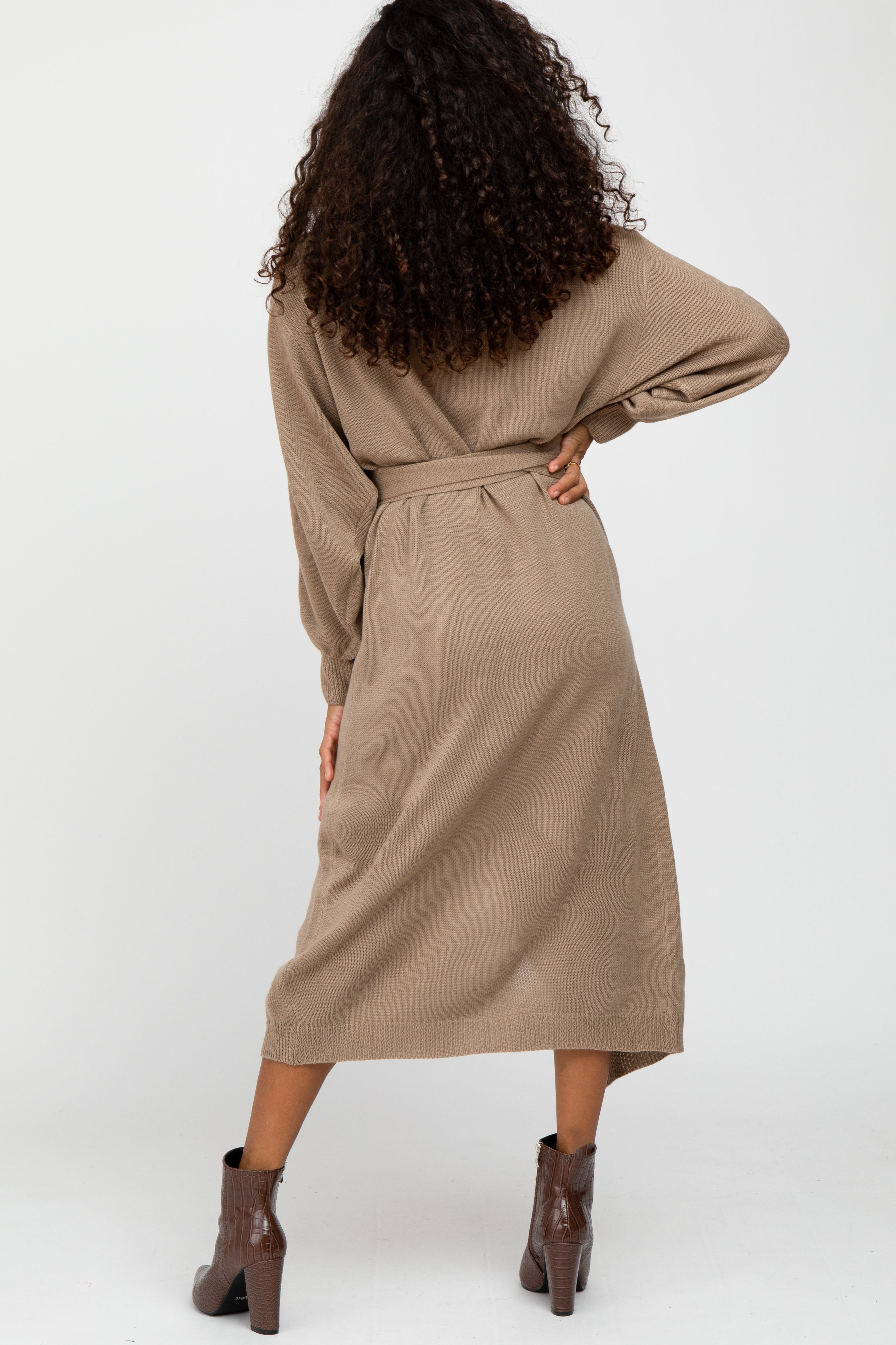 Mocha Wrap Sweater Knit Midi Dress sold by Pinkblush product image thumbnail 4