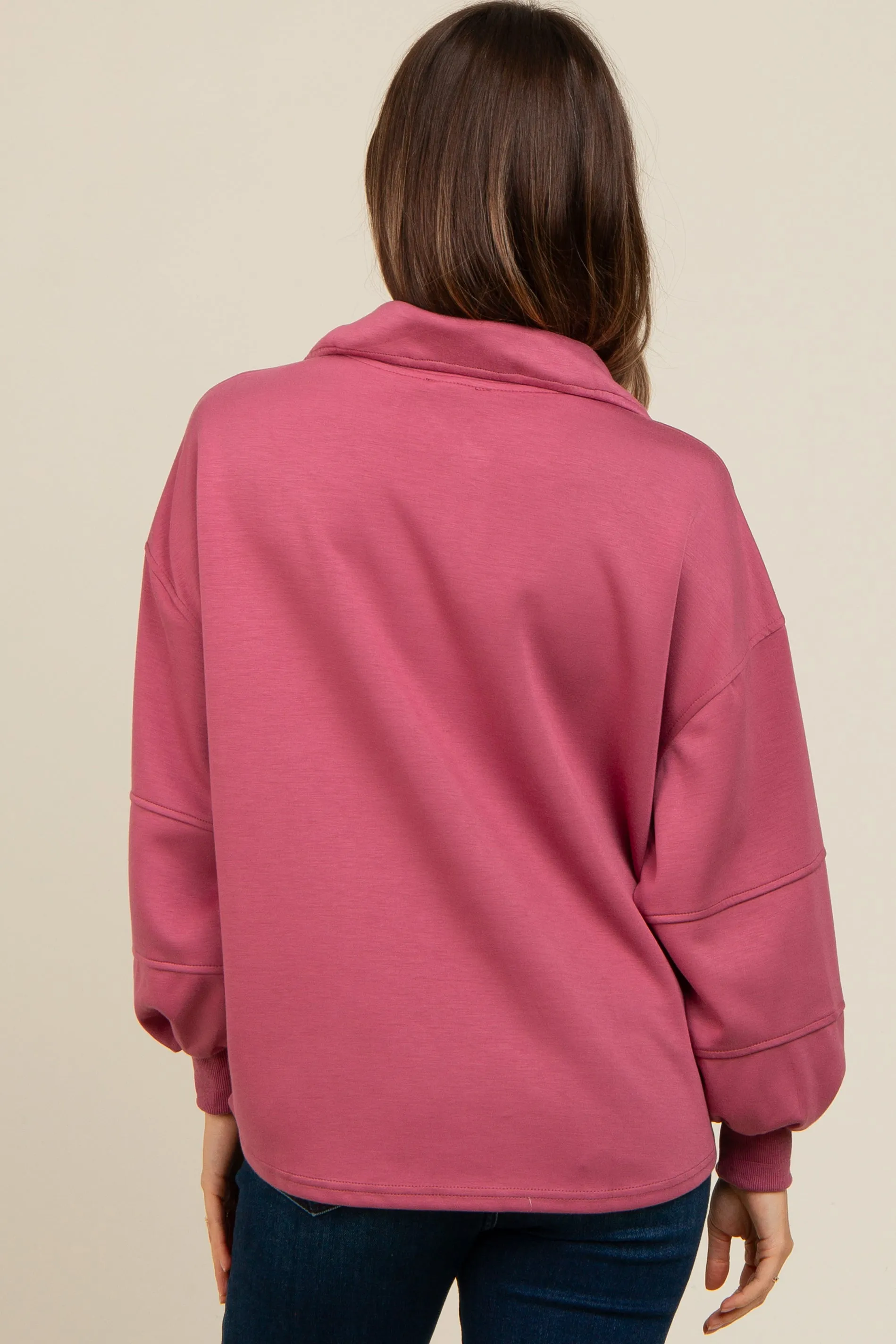 Mauve Snap Collar Oversized Maternity Pullover sold by Pinkblush product image thumbnail 3