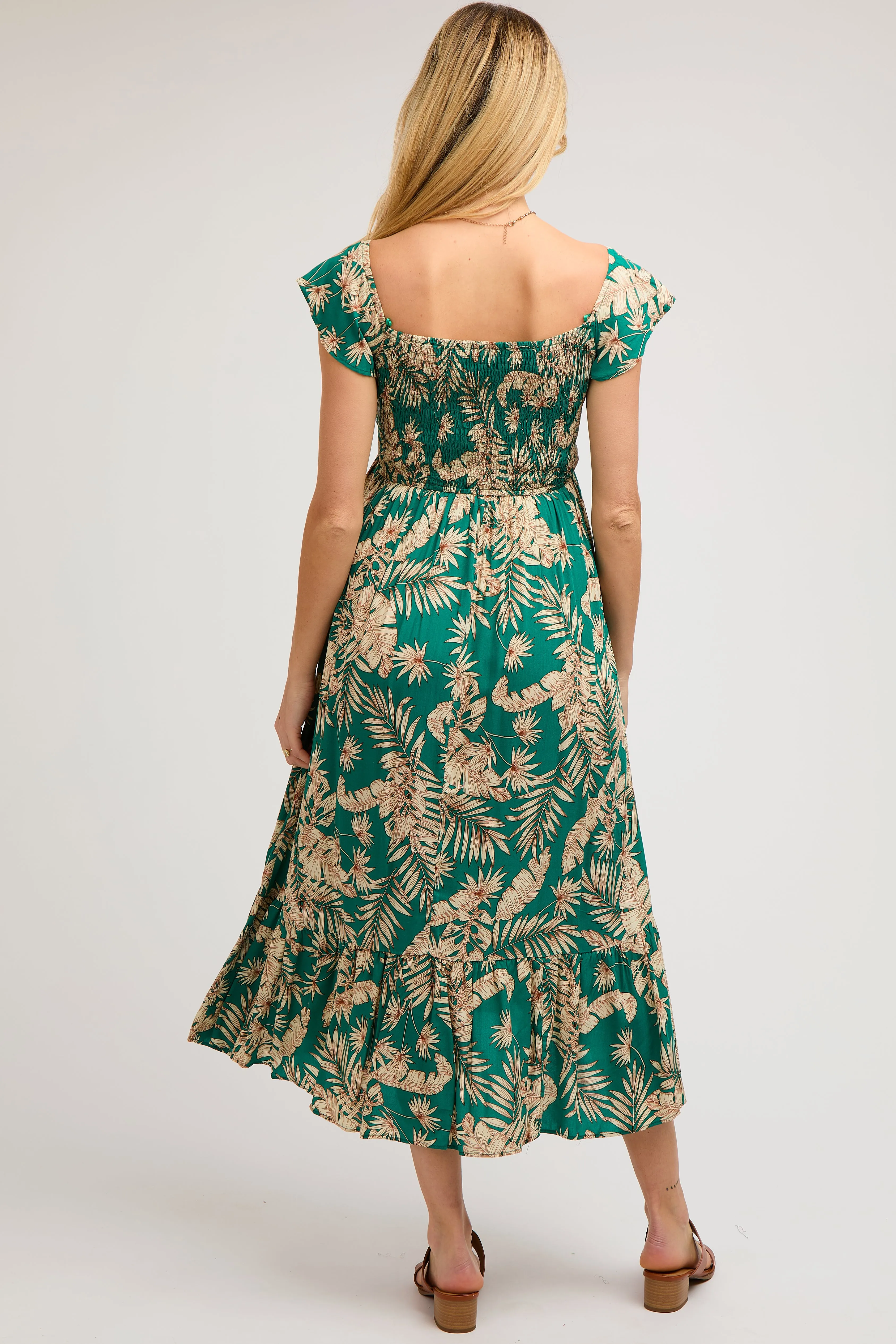Jade Tropical Print Smocked Short Sleeve Maternity Maxi Dress sold by Pinkblush product image thumbnail 4