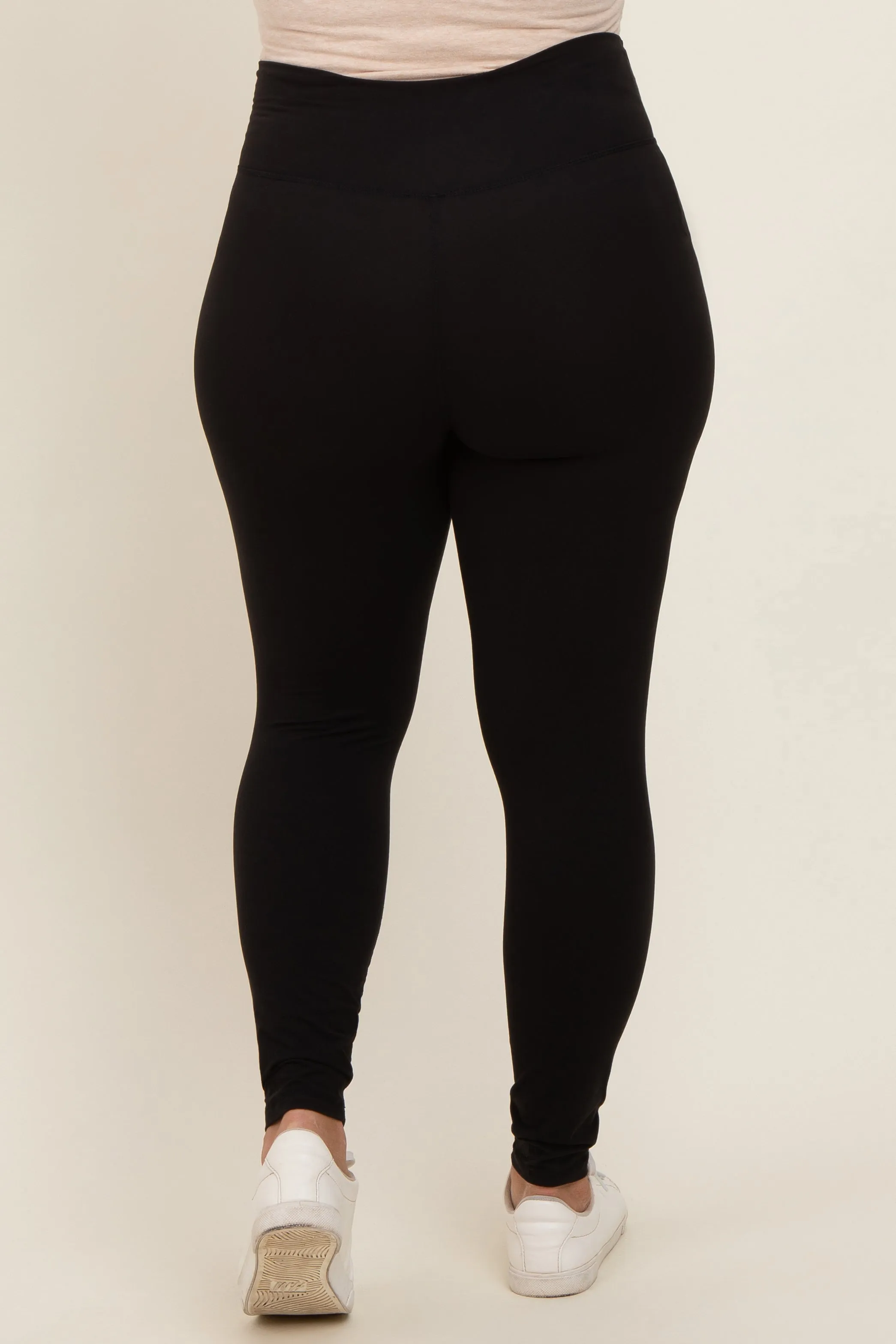 Black Crossover Maternity Plus Leggings sold by Pinkblush product image thumbnail 4