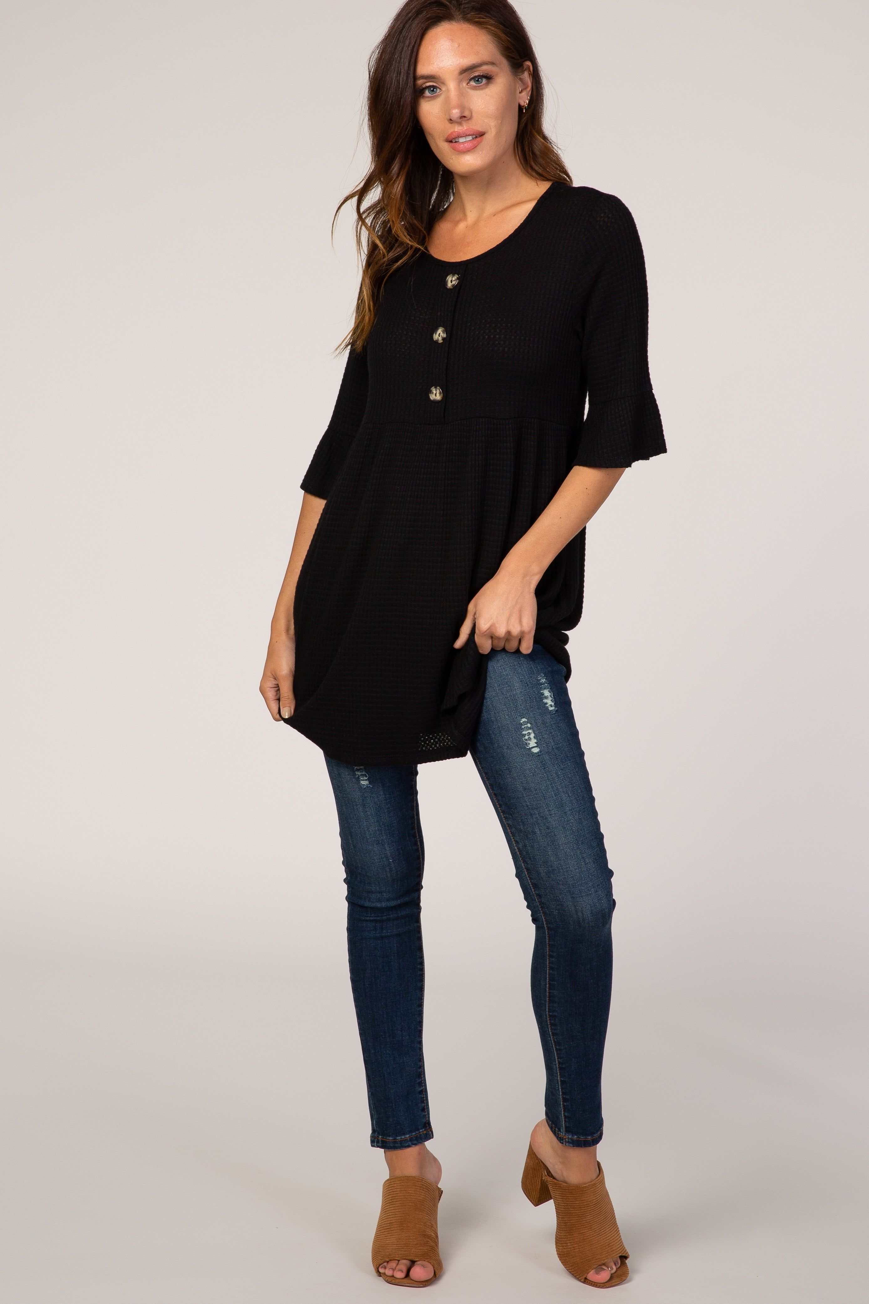 PinkBlush Black Waffle Knit Tunic sold by Pinkblush product image thumbnail 2