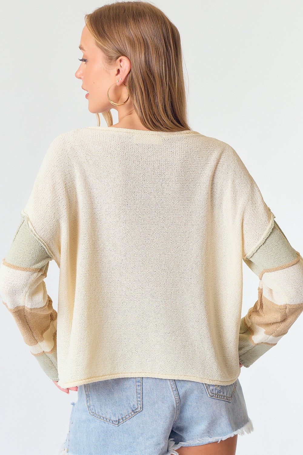 Cream Multi Stripe Sleeve Sweater Top sold by Pinkblush product image thumbnail 3