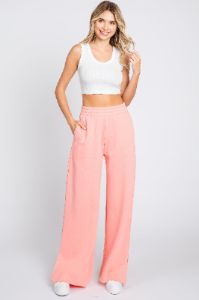 Pink Soft Wide Leg Side Slit Sweatpants sold by Pinkblush