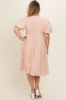Peach Floral Puff Sleeve Plus Maternity Midi Dress sold by Pinkblush