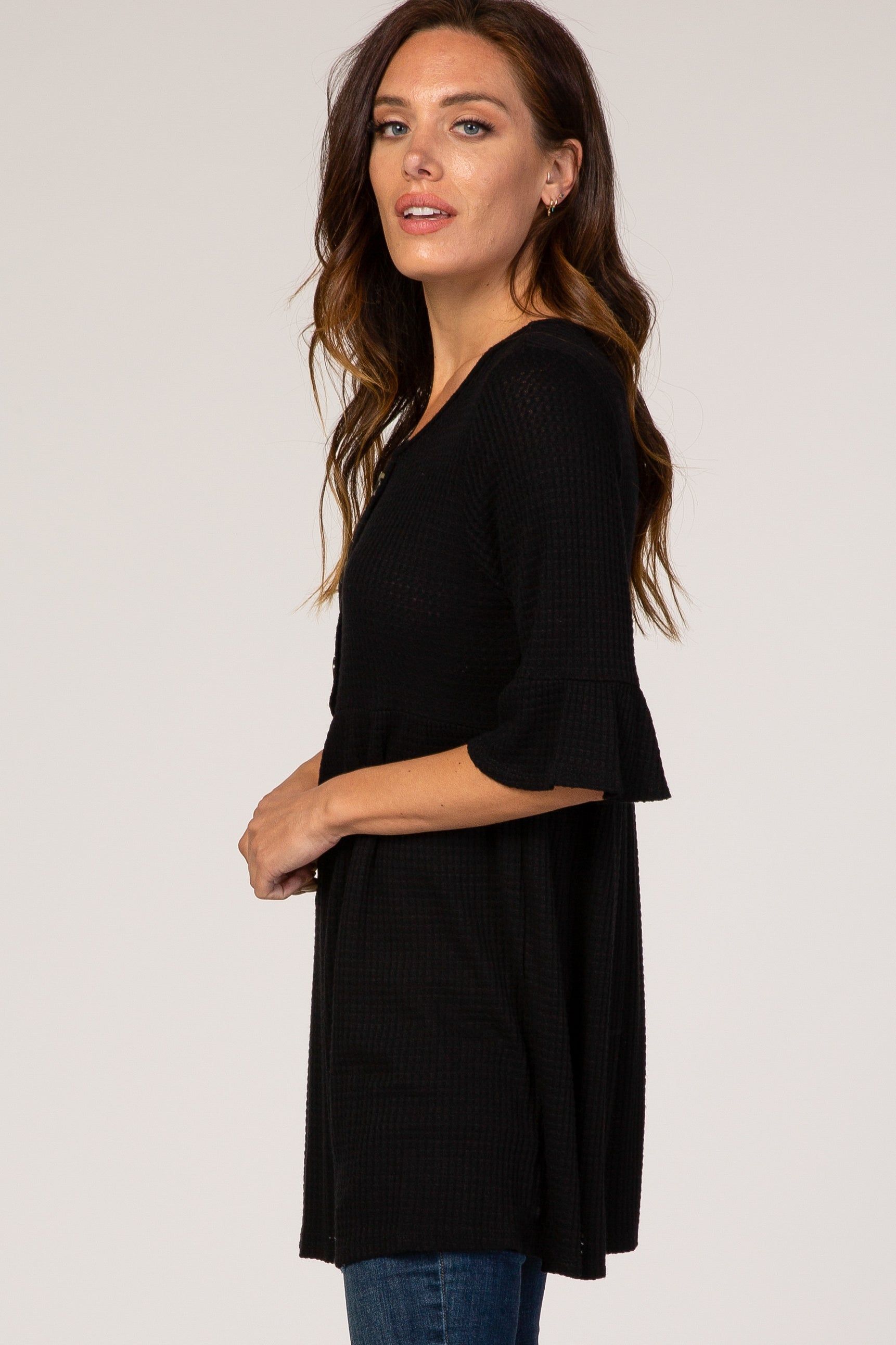 PinkBlush Black Waffle Knit Tunic sold by Pinkblush product image thumbnail 3