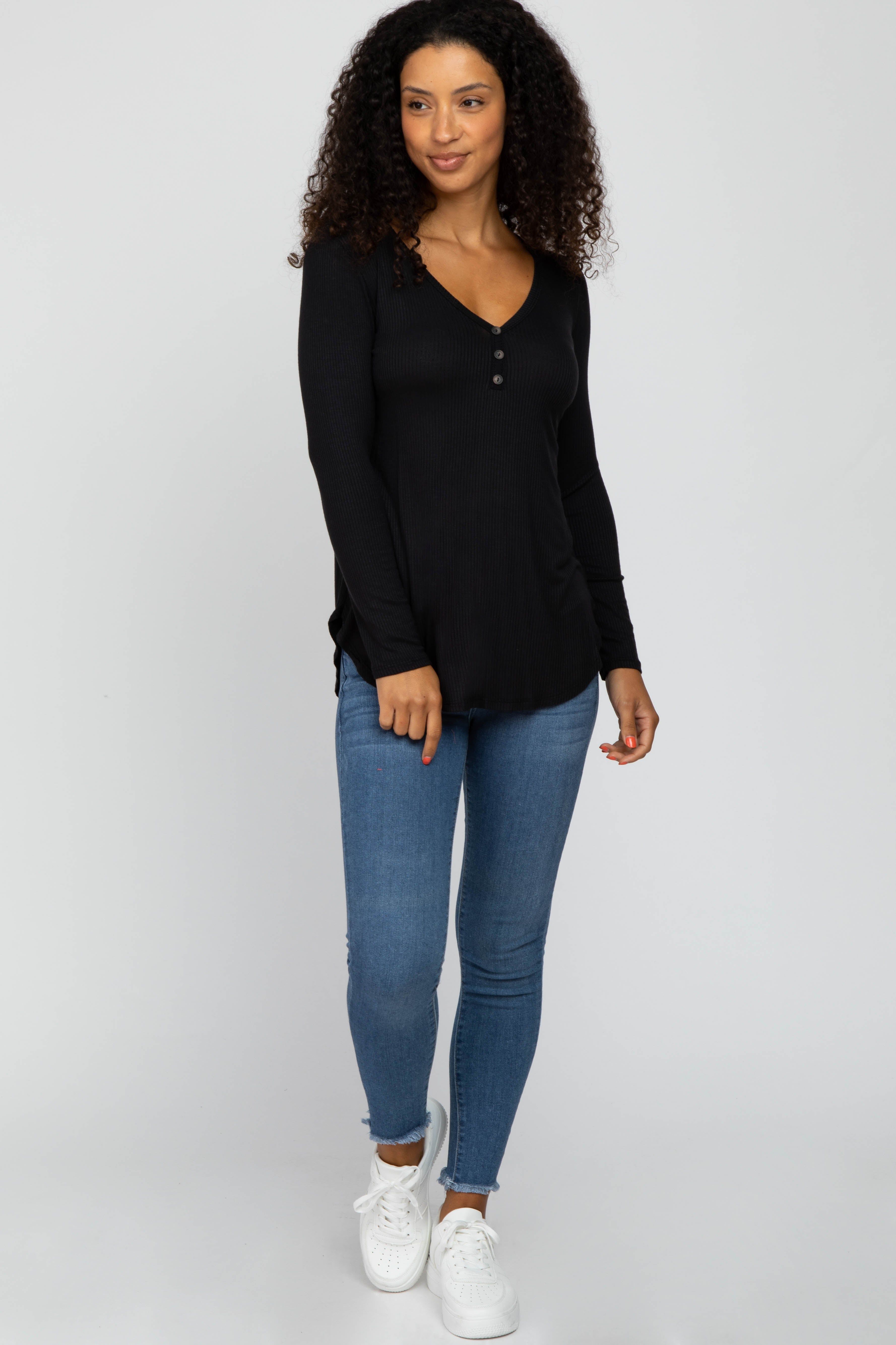 Black Button Accent Long Sleeve Top sold by Pinkblush product image thumbnail 4