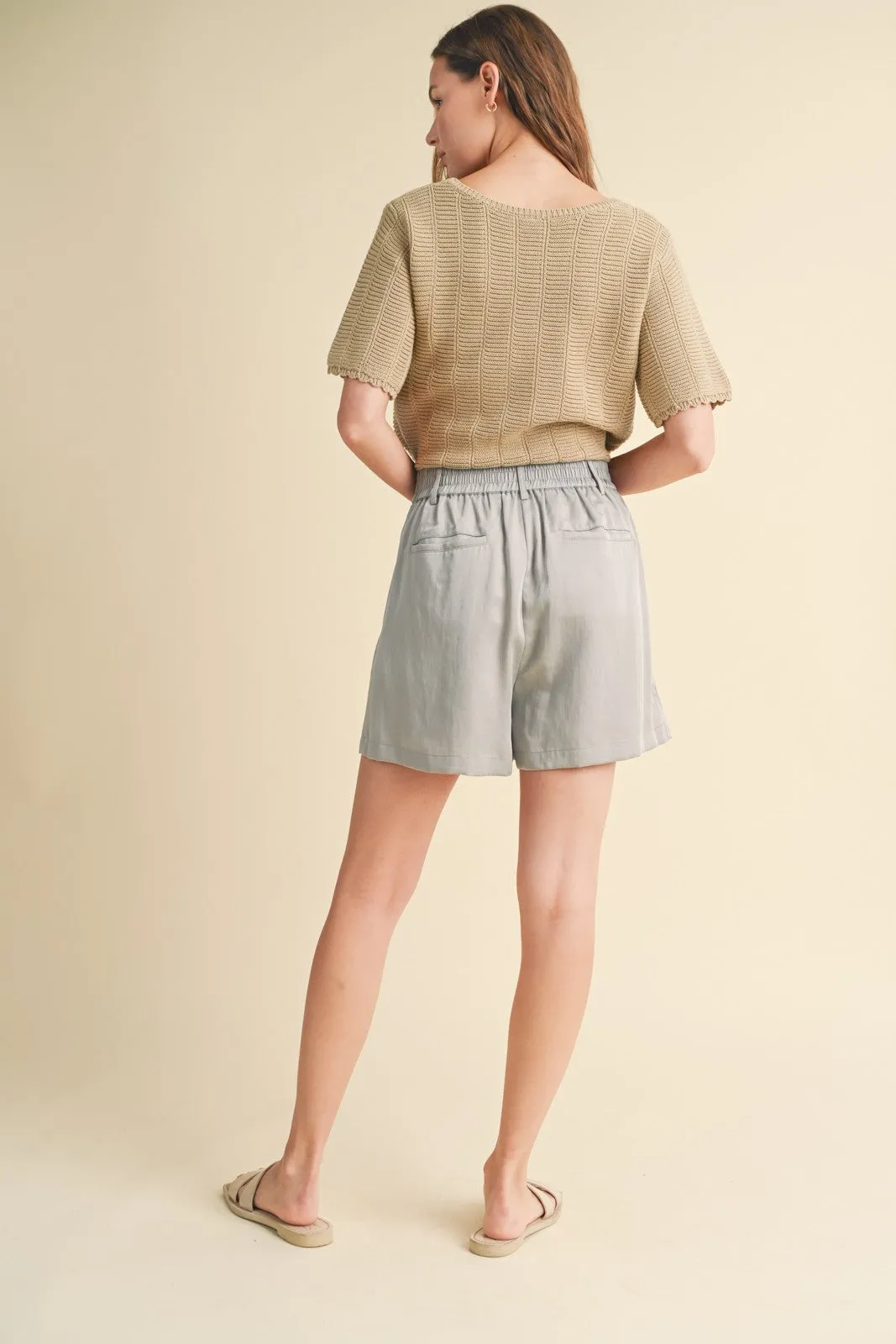 Mint Pleated Shorts With Pockets sold by Pinkblush product image thumbnail 4