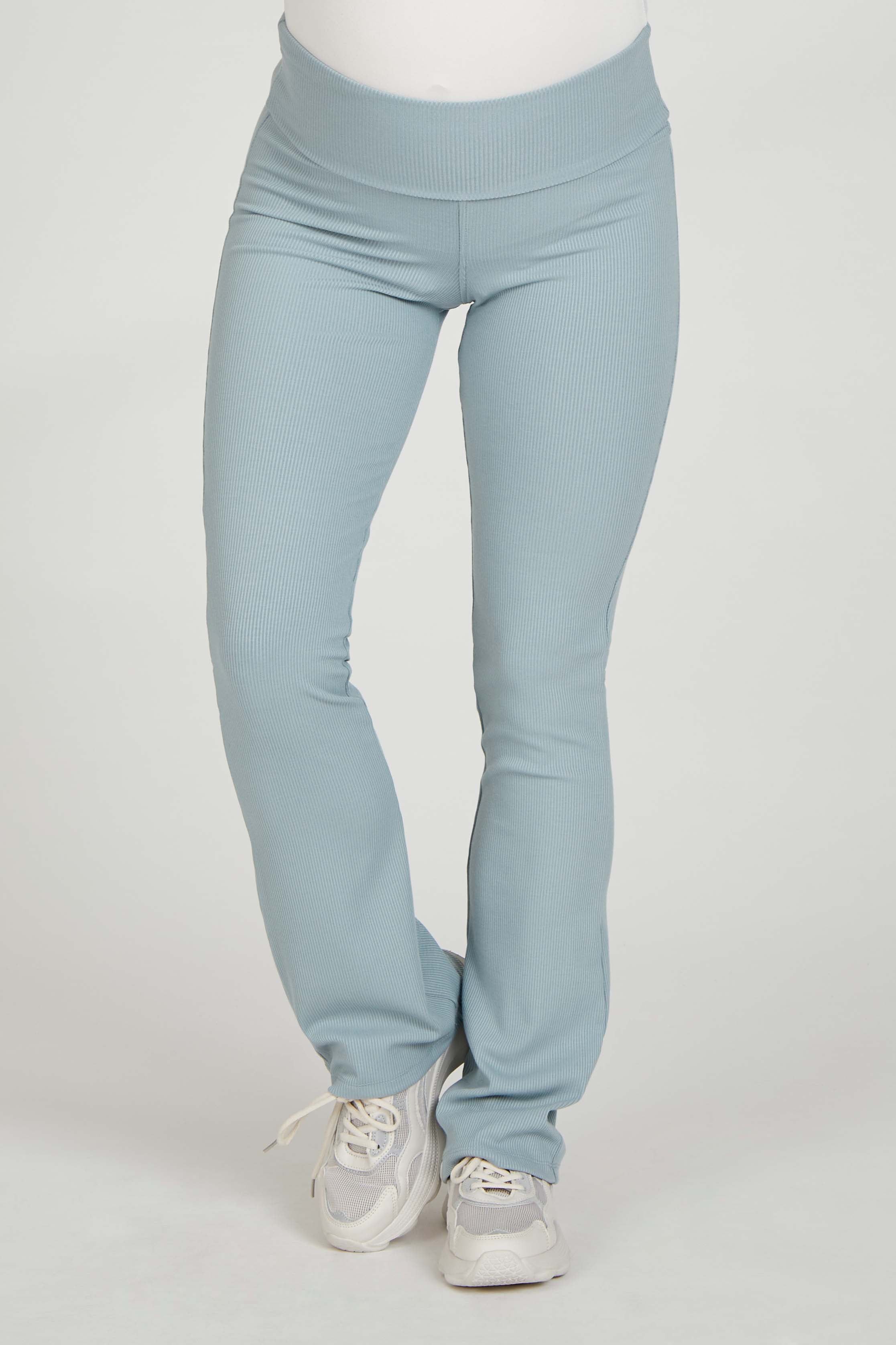 Light Blue Ribbed Foldover Maternity Flared Pants sold by Pinkblush product image thumbnail 2
