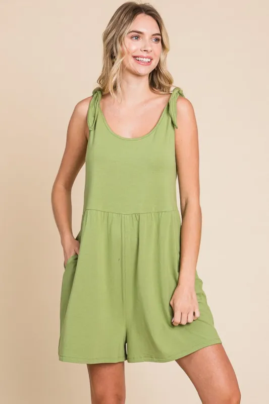 Light Olive Knot Strap Romper sold by Pinkblush