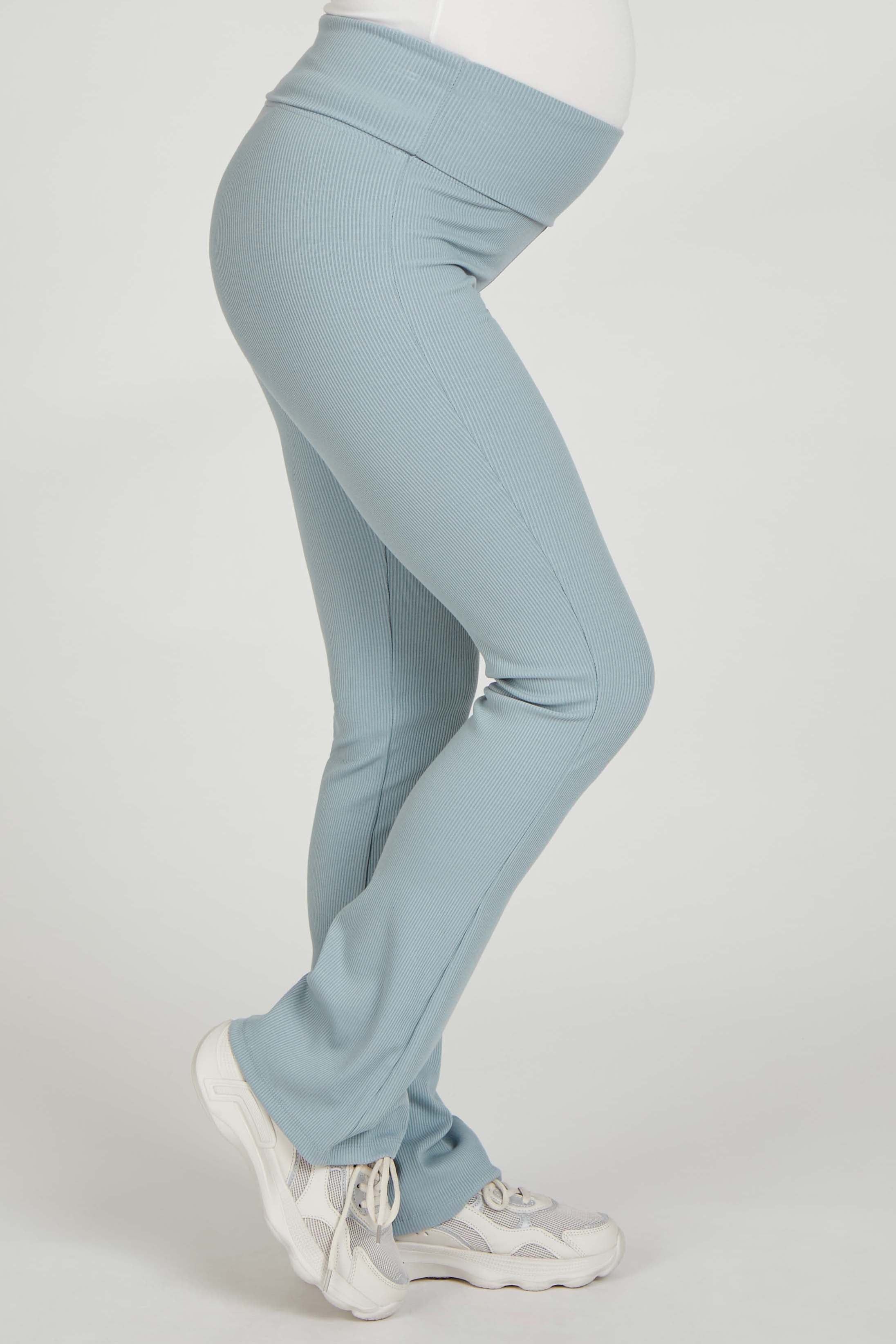 Light Blue Ribbed Foldover Maternity Flared Pants sold by Pinkblush product image thumbnail 3