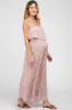 Mauve Floral Strapless Ruffle Hem Maternity Jumpsuit sold by Pinkblush