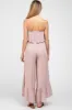 Mauve Floral Strapless Ruffle Hem Maternity Jumpsuit sold by Pinkblush
