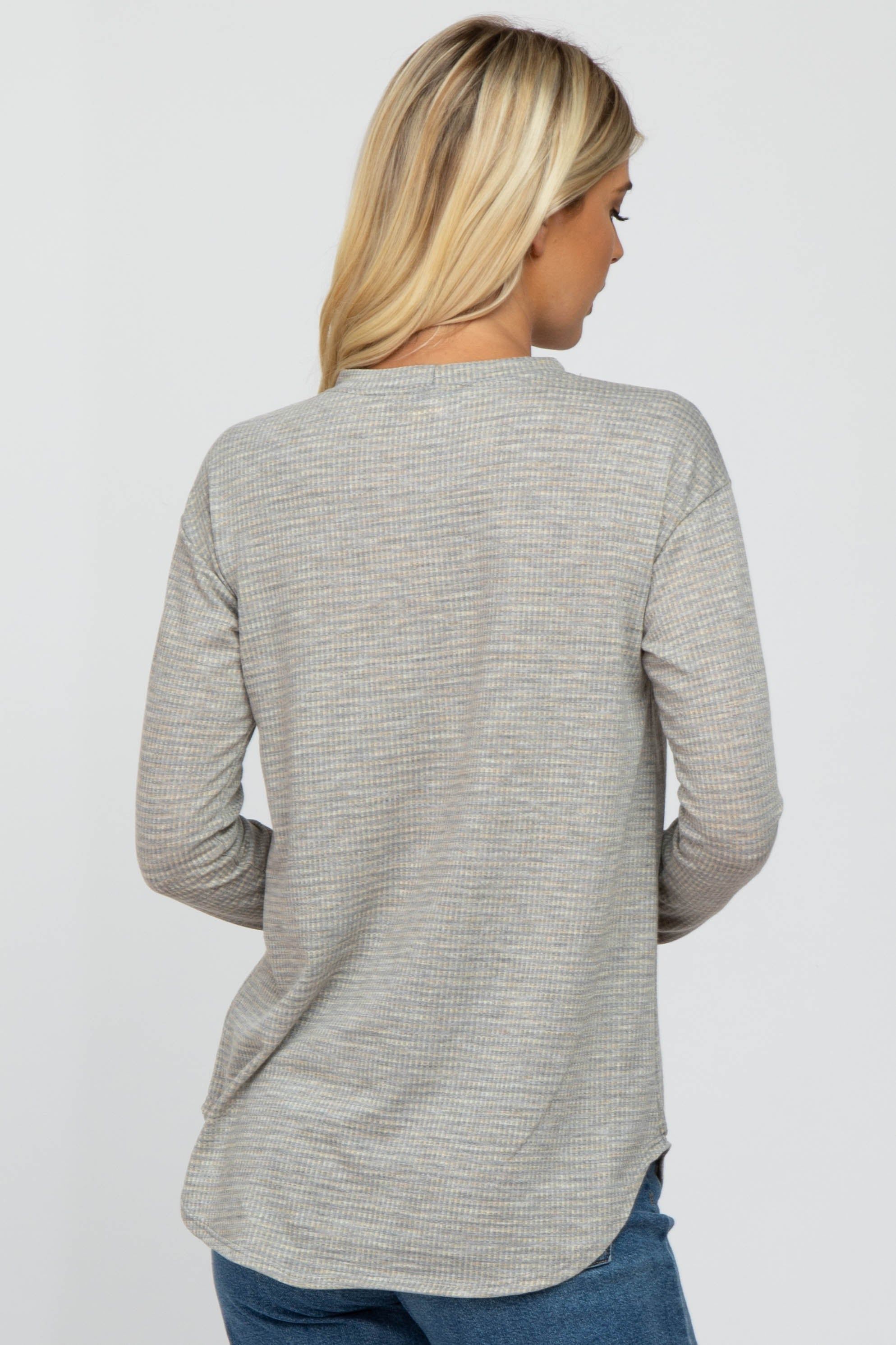 Heather Grey Plaid Print Long Sleeve Top sold by Pinkblush product image thumbnail 3